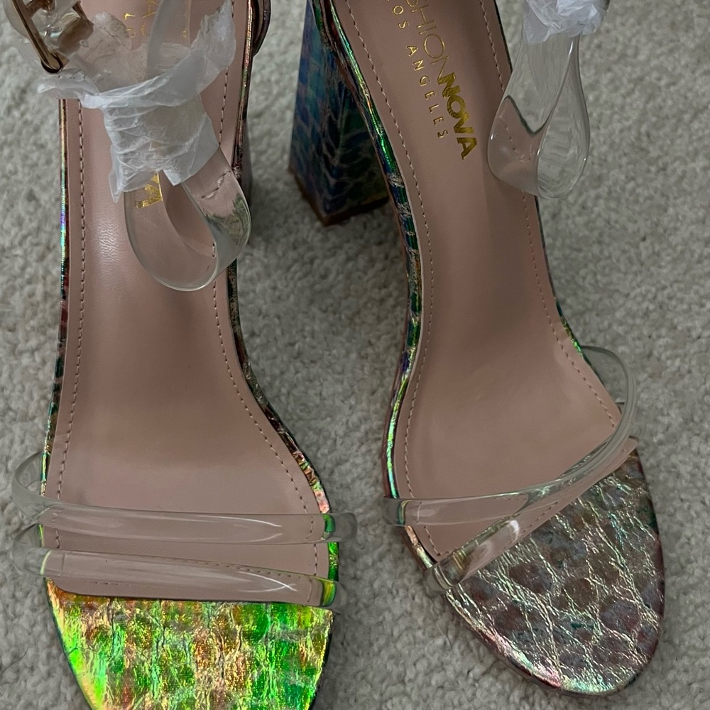 Fashion Nova Multicolor Iridescent Heels